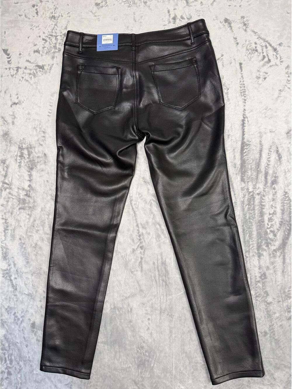 Simply Vera Vera Wang Faux Leather Pants 10 NWT Black Straight Leg Mid Rise